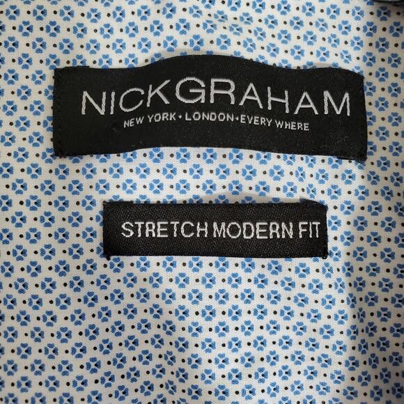 Nick Graham | Stretch Modern Fit Floral Polka-dot Button Up Shirt - Picture 5 of 7